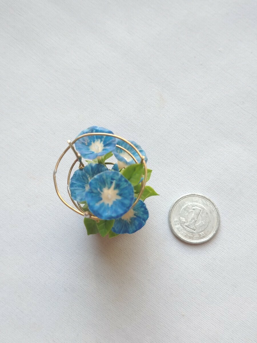 ＊mame＊ 朝顔 アサガオ ブルー系 ミニチュア 行燈仕立て 豆鉢 ドールハウス mi miniature flower morning glory
