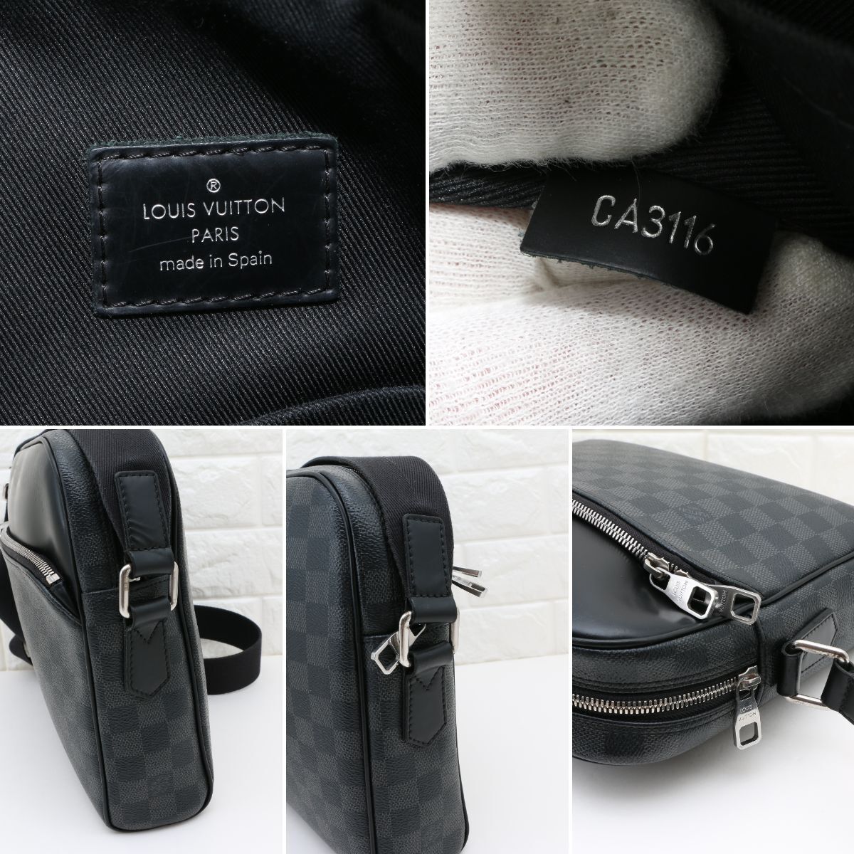LOUIS VUITTON Louis Vuitton Damier gla Fit Deighton PM N41408 сумка на плечо sakoshu мужской бизнес кожа наклонный .. чёрный 