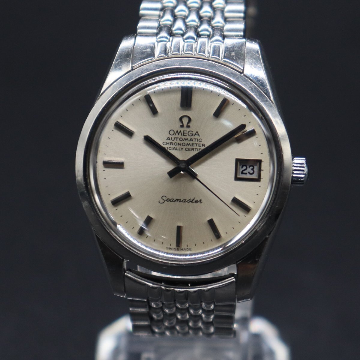 OH済 OMEGA Seamaster オメガ シーマスター クロノメーター 168.0061/166.0172 Cal.1011 自動(dòng)巻 1972年 デイト スイス制 純正ブレス メンズ