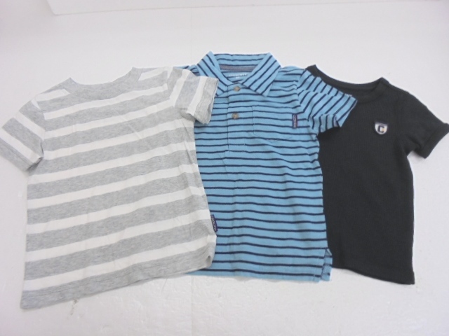 【KCM】jhk-46-3s-90★タグ付き未使用品★キッズ ベビー服　90サイズ 半袖Tシャツ 3枚セット　ボーダー 無(wú)地　CHEROKEE