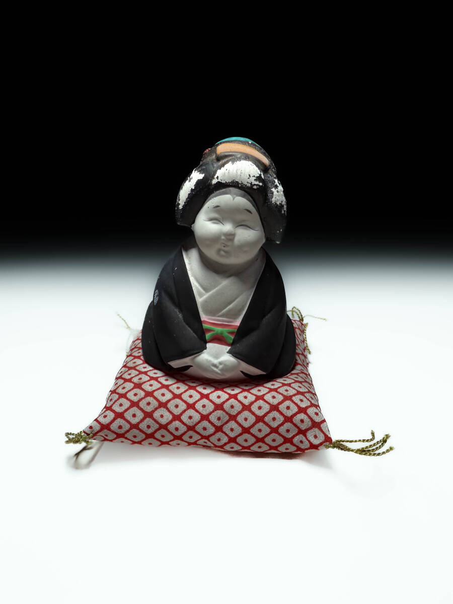 [即決]ミニチュア 古い時代物 お福さん人形 張子の犬 日本人形和室インテリアオブジェ美品古民具古道具ビンテージレトロ_画像2