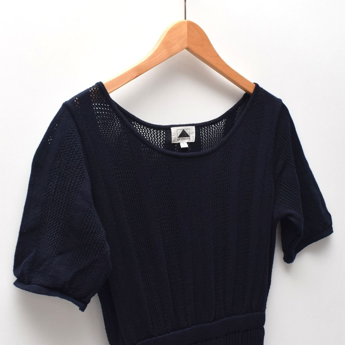 ABITOKYO アビトーキョー 透かし編み ニット ワンピース コットン100% SIZE:S [S106568]_画像4