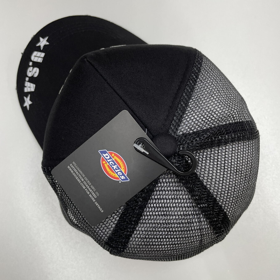 Dickies ブラック メッシュキャップ スポーツ ゴルフ バイク ミリタリー トラック キャンプ アウトドア野球帽子 ホワイト刺繍 ディッキーズ_画像6