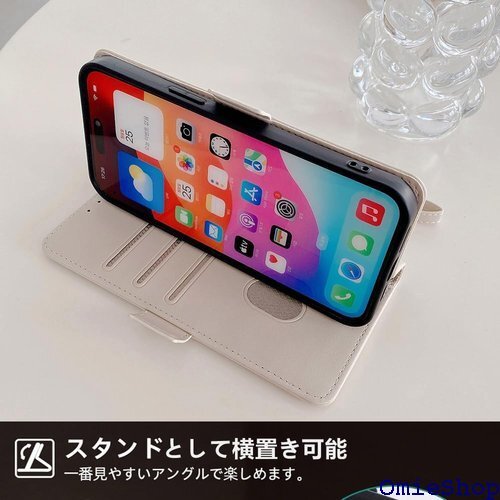 Arrows We2 F-52E M07 ケース 手帳 バー ストラップ ストラップ付き スマホケース ベージュ 2085_画像4