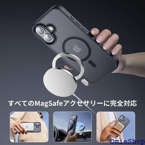 米軍規格・MagSafe対応 Gtsoho iPhon ル付き イフォン16用 カバー マグセーフ対応 ブラック 2093