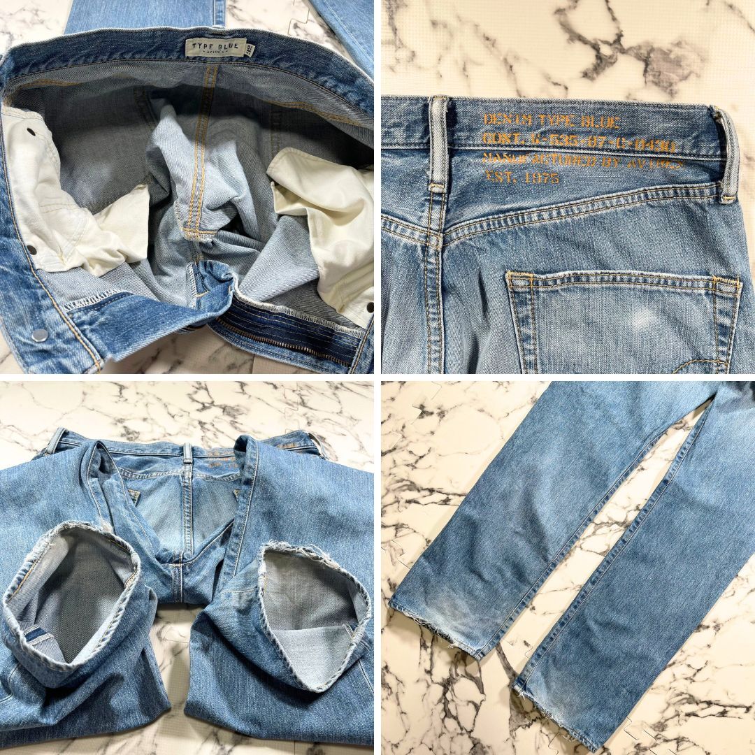 美品/ピンナップガールプリント ●AVIREX デニム パンツ ジーンズ ミリタリー アヴィレックス インディゴ ブルー 青 W32/ML位 刻印釦 春夏