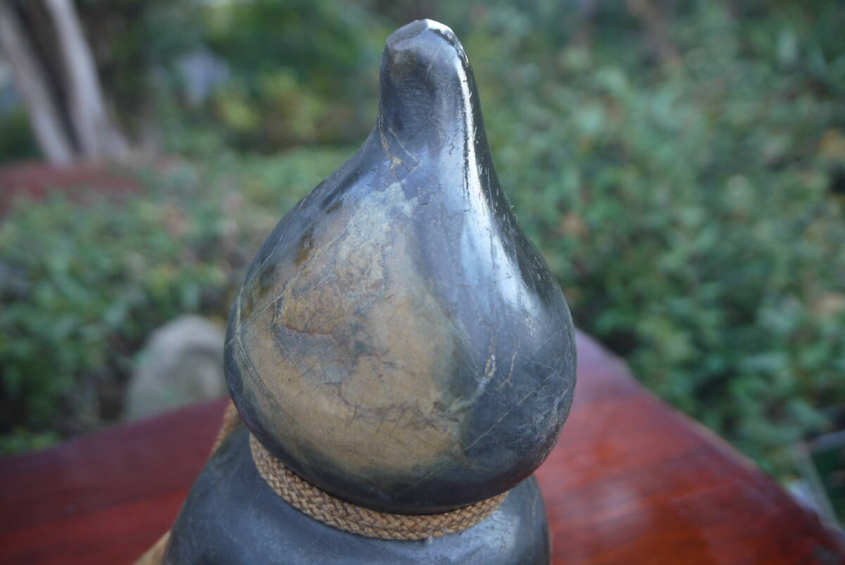★【TS40721】縁起物 鑑賞石 瓢箪 高さ17cm 重さ1.9㌔ 観賞石 水石 盆石 原石 自然石 天然石 希少 _画像7