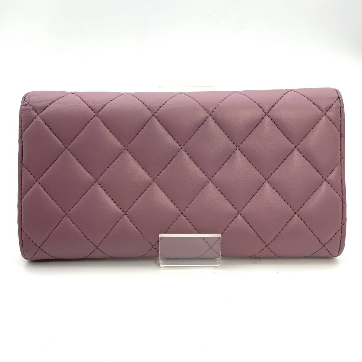 シャネル CHANEL 長(zhǎng)財(cái)布 マトラッセ ラムスキン パープル レザー 財(cái)布 ラベンダーピンク シングルフラップ 箱付き 7-3-1003