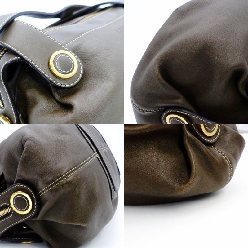 ロエベ LOEWE レザー ショルダーバッグ ブラウン ヴィンテージ ロゴ ゴールド金具 レディース 7-5-961