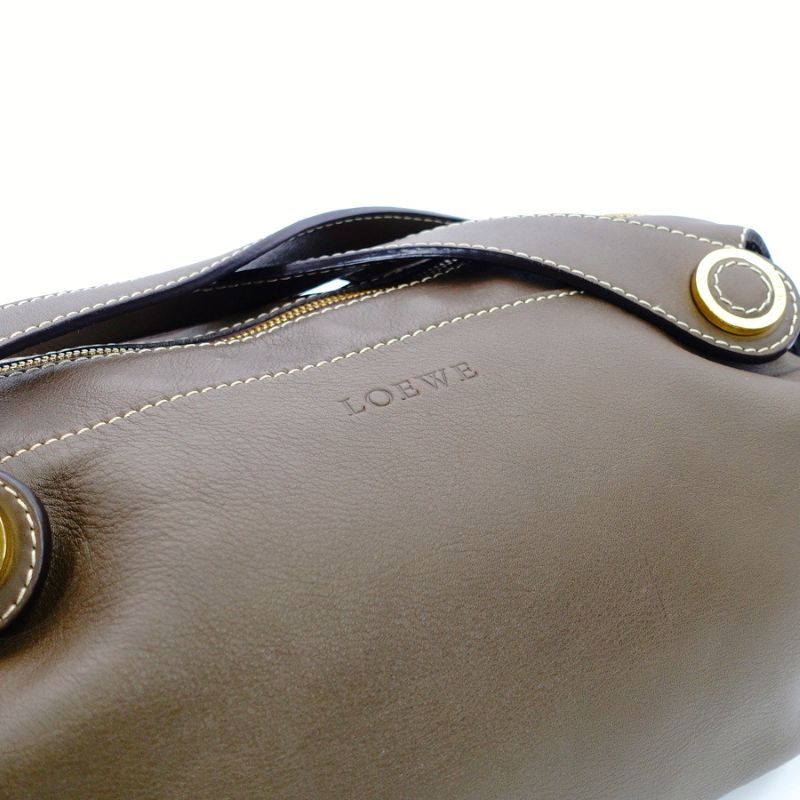 ロエベ LOEWE レザー ショルダーバッグ ブラウン ヴィンテージ ロゴ ゴールド金具 レディース 7-5-961