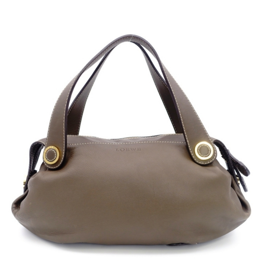 ロエベ LOEWE レザー ショルダーバッグ ブラウン ヴィンテージ ロゴ ゴールド金具 レディース 7-5-961