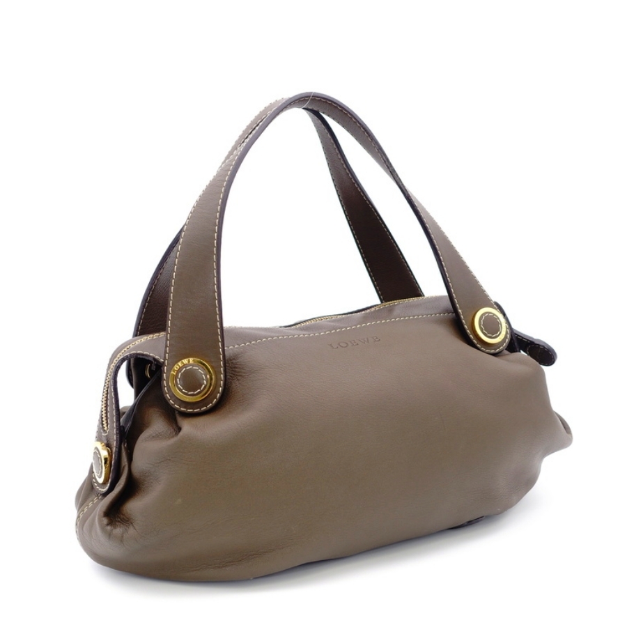 ロエベ LOEWE レザー ショルダーバッグ ブラウン ヴィンテージ ロゴ ゴールド金具 レディース 7-5-961