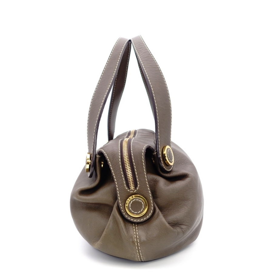 ロエベ LOEWE レザー ショルダーバッグ ブラウン ヴィンテージ ロゴ ゴールド金具 レディース 7-5-961