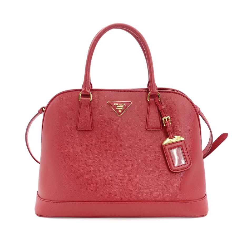 プラダ PRADA ハンドバッグ ピンク レザー 三角 ロゴ 2way