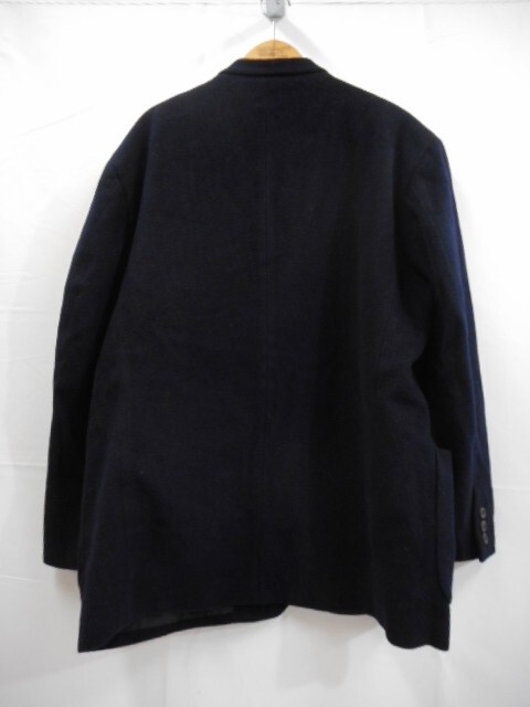 67 送100サ 0630YD05 YOHJI YAMAMOTO ヨウジヤマモト 80～90s 筆記体タグ カシミヤ混 テーラードジャケット 厚手 日本製 紺 サイズS 中古品_画像2