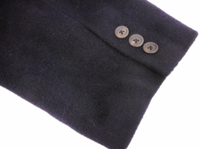 67 送100サ 0630YD05 YOHJI YAMAMOTO ヨウジヤマモト 80～90s 筆記体タグ カシミヤ混 テーラードジャケット 厚手 日本製 紺 サイズS 中古品_画像3