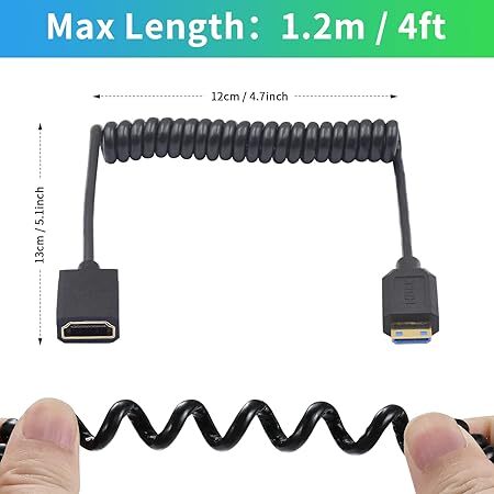 Duttek 8K Mini HDMI to HDMI удлинение кабель 4 футов 48Gbps супер тонкий HDMI женский Mini HDMI мужской пружина кабель 2.1 VERSION интерактивный . отправка соответствует 