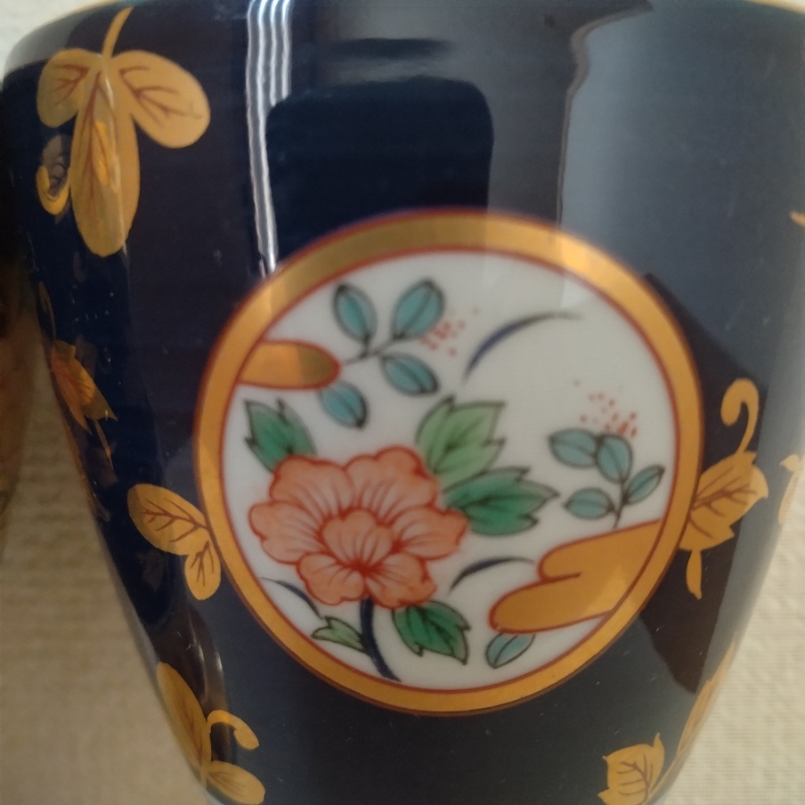 Arita . Kiyoshi правый .. Kiyoshi 9 обжиг в печи старый Imari золотой орхидея рука вино cup бокал 2 шт. комплект