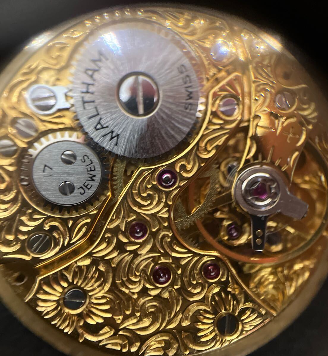 8351 ジャンク WALTHAM 18carat ムーブメント リューズ無(wú)し　