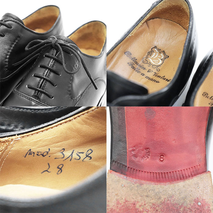 SALE【美品】BETTANIN & VENTURI ベッタニン & ベントゥーリ シューズ レザー Fatto a mano ストレート 內(nèi)羽根 ビジネス メンズ 8 黒