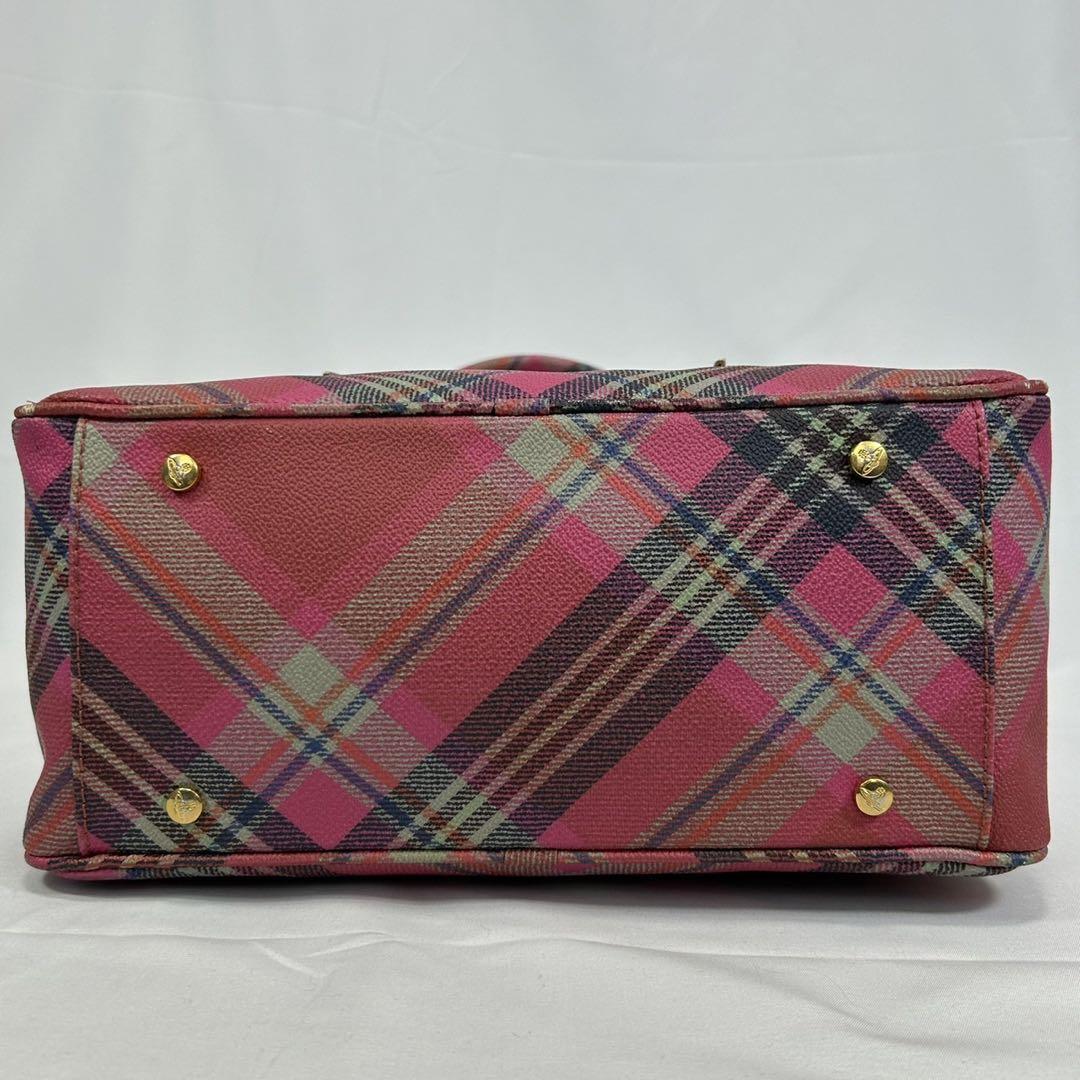 【極美品】Vivienne Westwood ヴィヴィアンウエストウッド ヤスミン ハンドバッグ オーブ チェック 手持ち 手提げ レディース