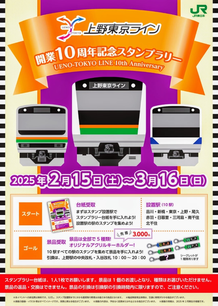 限定3000個　上野東京ライン開業(yè)10周年記念スタンプラリー　【全５種類フルコンプリートセット】※現(xiàn)在は在庫切れで交換終了中　①
