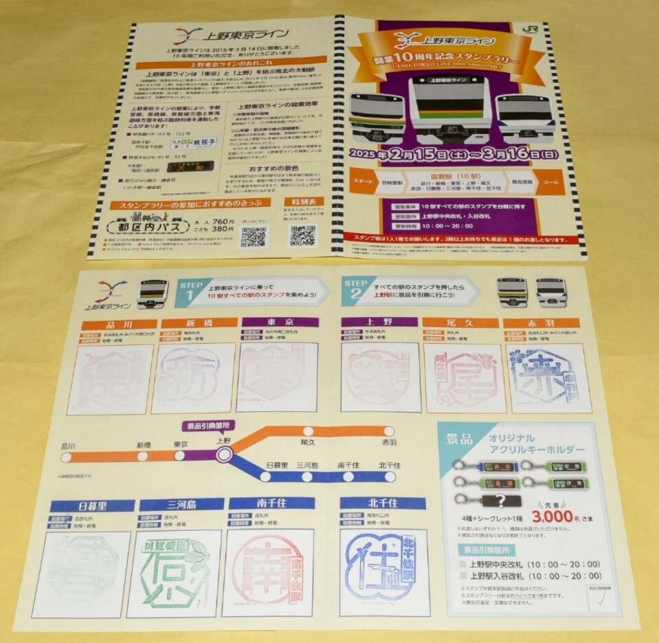 限定3000個　上野東京ライン開業(yè)10周年記念スタンプラリー　【全５種類フルコンプリートセット】※現(xiàn)在は在庫切れで交換終了中?、? bimg=
