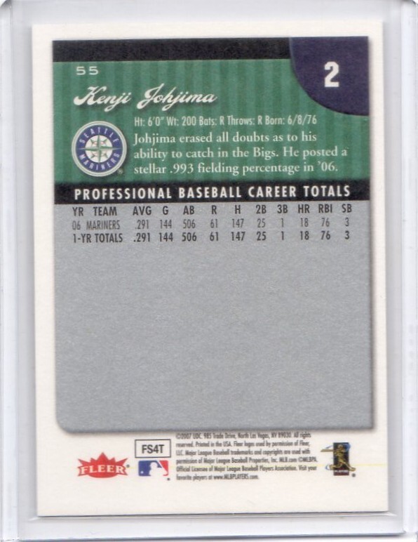●城島健司　カード　Vol.37　2007FLEER #55　シアトル?マリナーズ