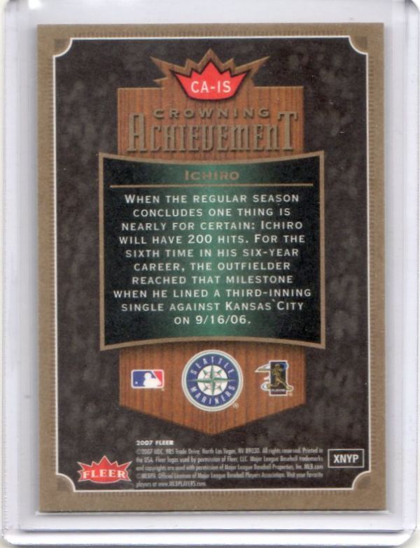 ●イチロー　カード　Vol.1533　2007FLEER CROWNIG ACHIVEMENT #CA-IS　シアトル?マリナーズ