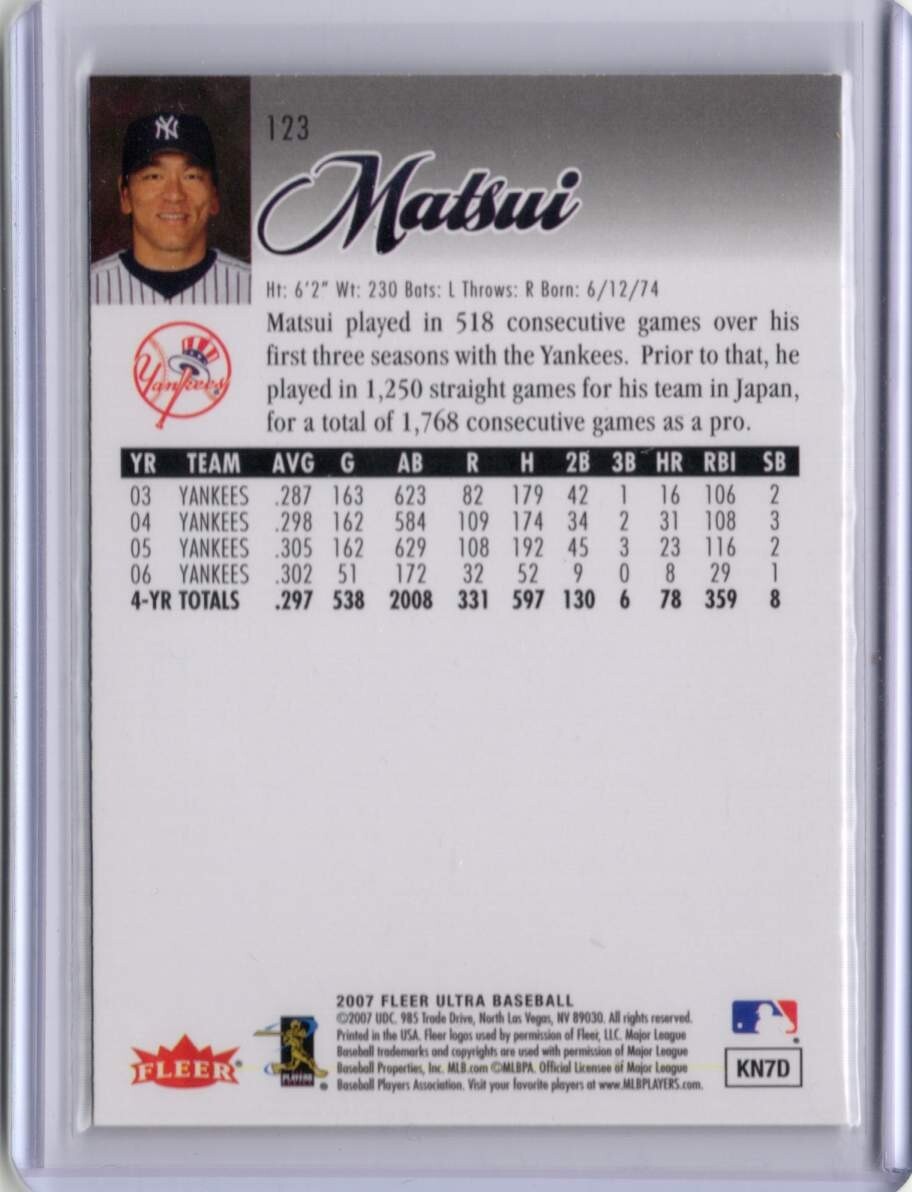 ●松井秀喜　カード　Vol.128　2007FLEER ULTRA #123　ニューヨーク?ヤンキース