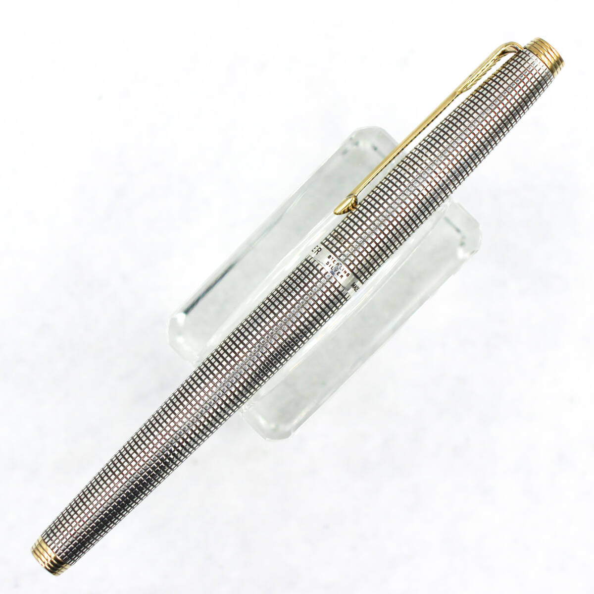 美品 初期型 パーカー 75 スターリングシルバー（銀制) シズレ 萬(wàn)年筆 １４金ＸＦニブ フラット天冠 ０點(diǎn)刻印 純正コンバータ付 ?。Y）