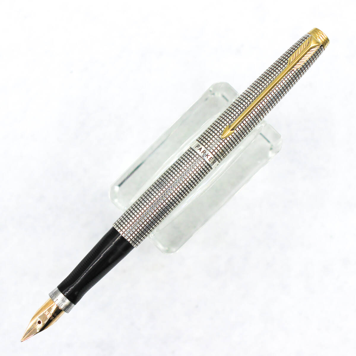 美品 初期型 パーカー 75 スターリングシルバー（銀制) シズレ 萬(wàn)年筆 １４金ＸＦニブ フラット天冠 ０點(diǎn)刻印 純正コンバータ付 ?。Y）