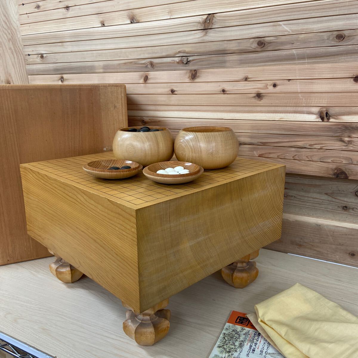 ✨碁盤、碁石・碁笥のセット 蛤碁石・那智黒　卓上 楽天市場】囲碁セット 9路19路両用新桂1寸卓上碁盤セット(蛤碁石