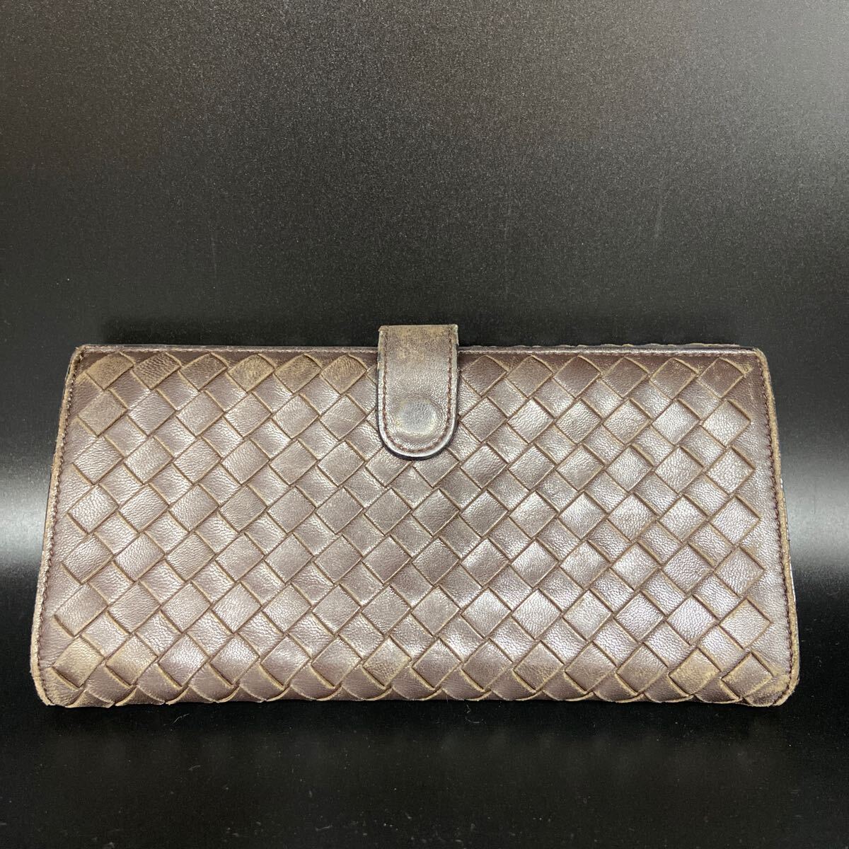 20 EN BOTTEGA VENETA ボッテガヴェネタ イントレチャート レザー 二つ折り 長財(cái)布 ウォレット 札入れ 小銭入れ ダークブラウン系 