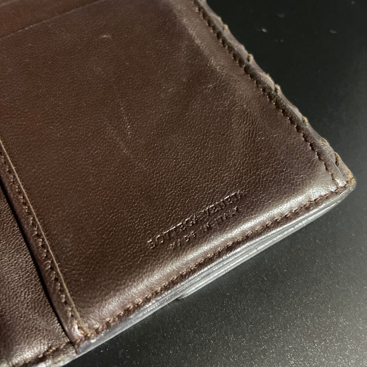 20 EN BOTTEGA VENETA ボッテガヴェネタ イントレチャート レザー 二つ折り 長財(cái)布 ウォレット 札入れ 小銭入れ ダークブラウン系 