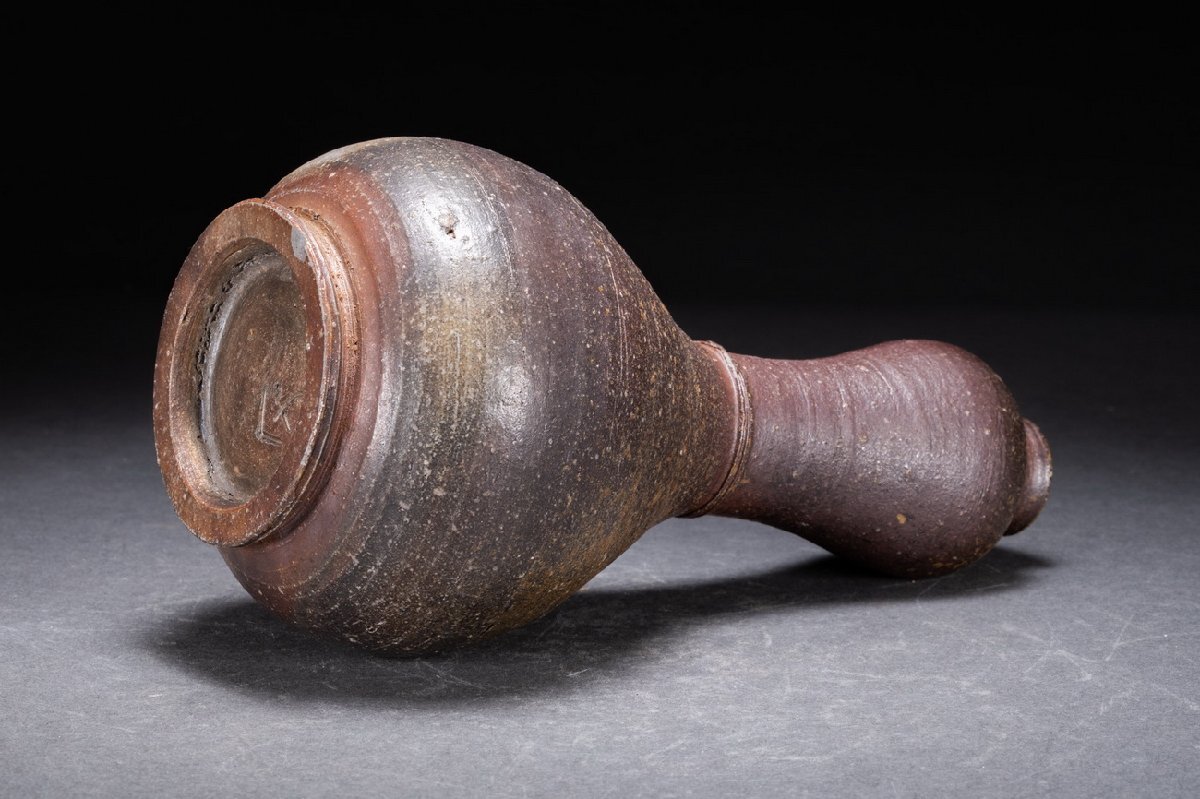 善古堂】備前焼「難波総城」作 花瓶 花入 花生 直入識箱 和風