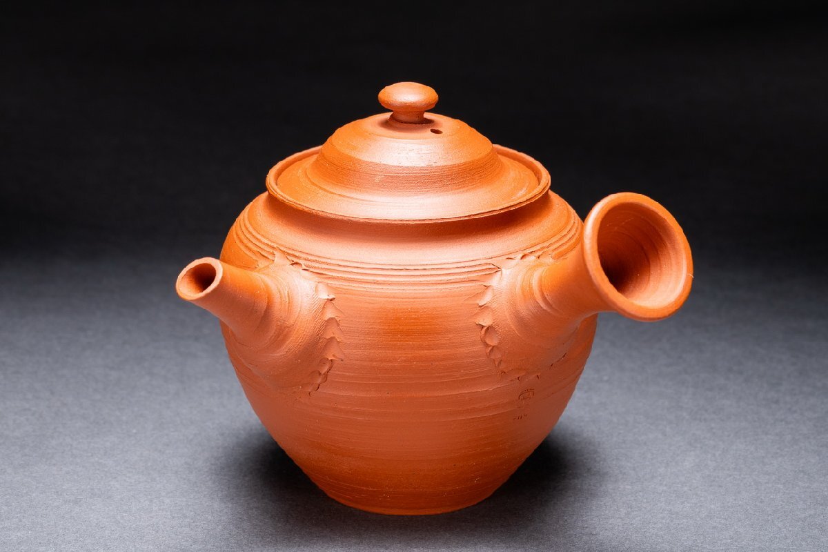 お値下げ☆絵夢(4代山田常山)の梨皮朱泥.酒器
