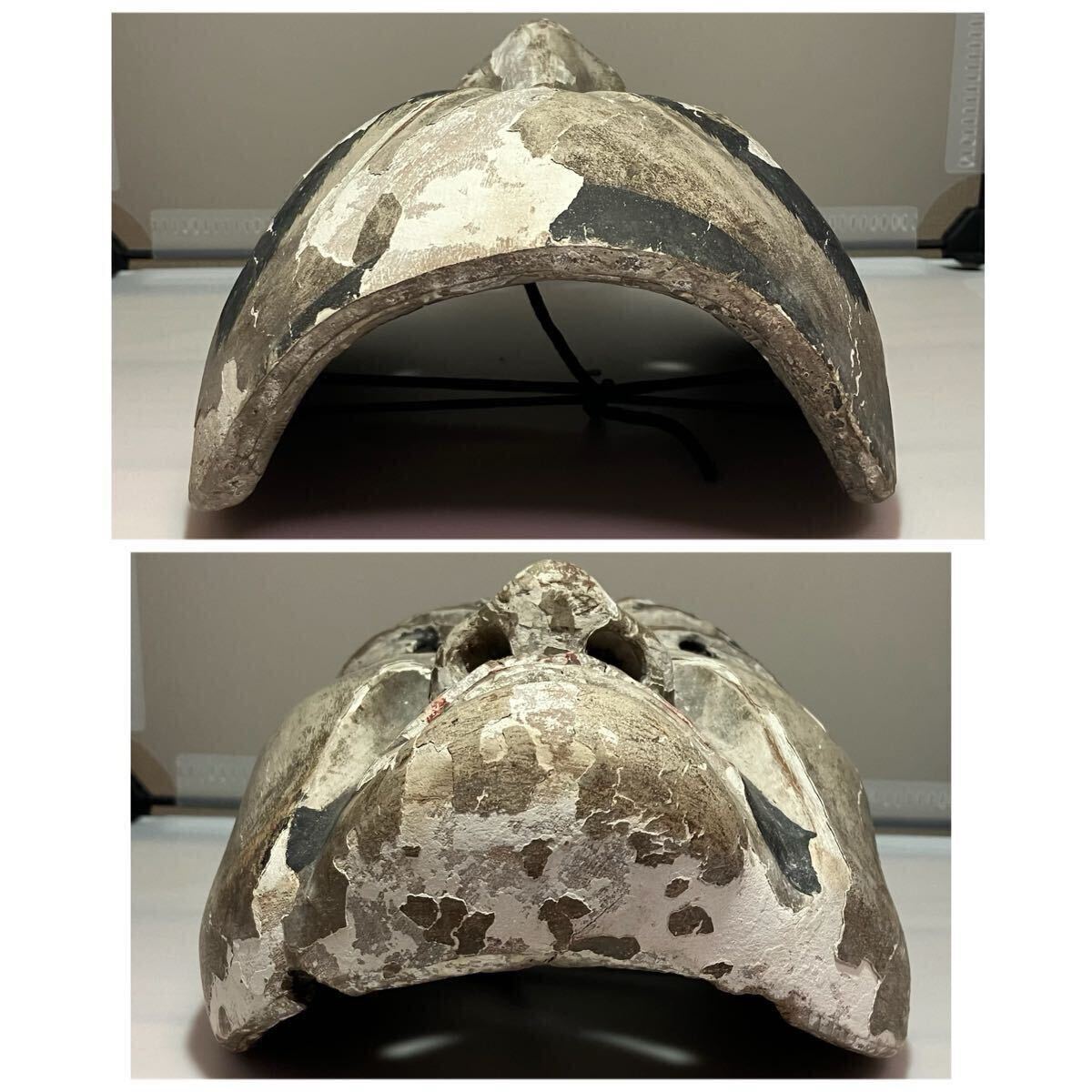 在銘 宇佐神宮? 古い神楽面 木彫 / お面 能面 時代物_画像6