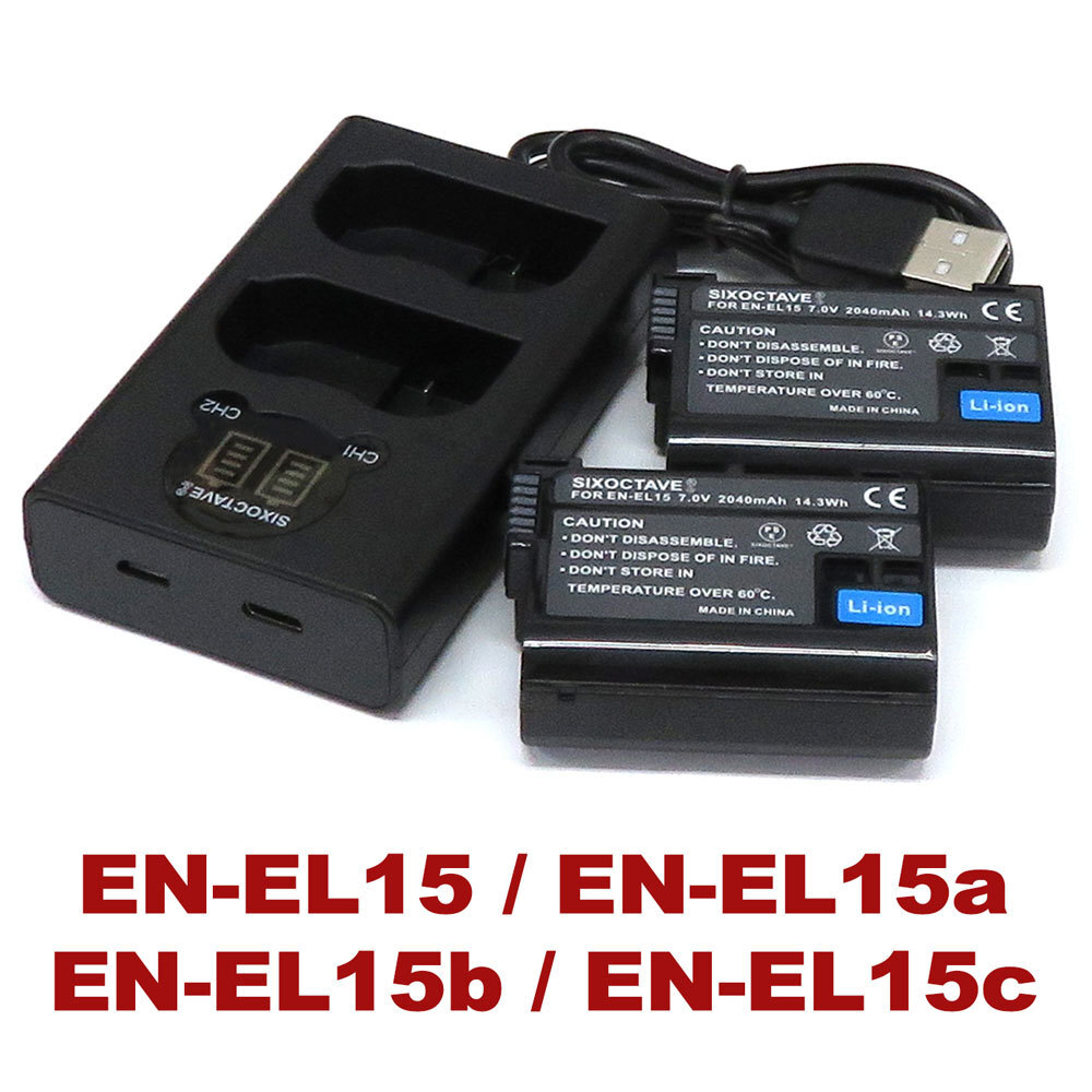 EN-EL15a EN-EL15b EN-EL15c EN-EL15 Nikon ニコン 互換バッテリー 2個(gè)と 互換デュアルU(xiǎn)SB充電器 の3點(diǎn)セット　純正品に対応 MH-25 MH-25a