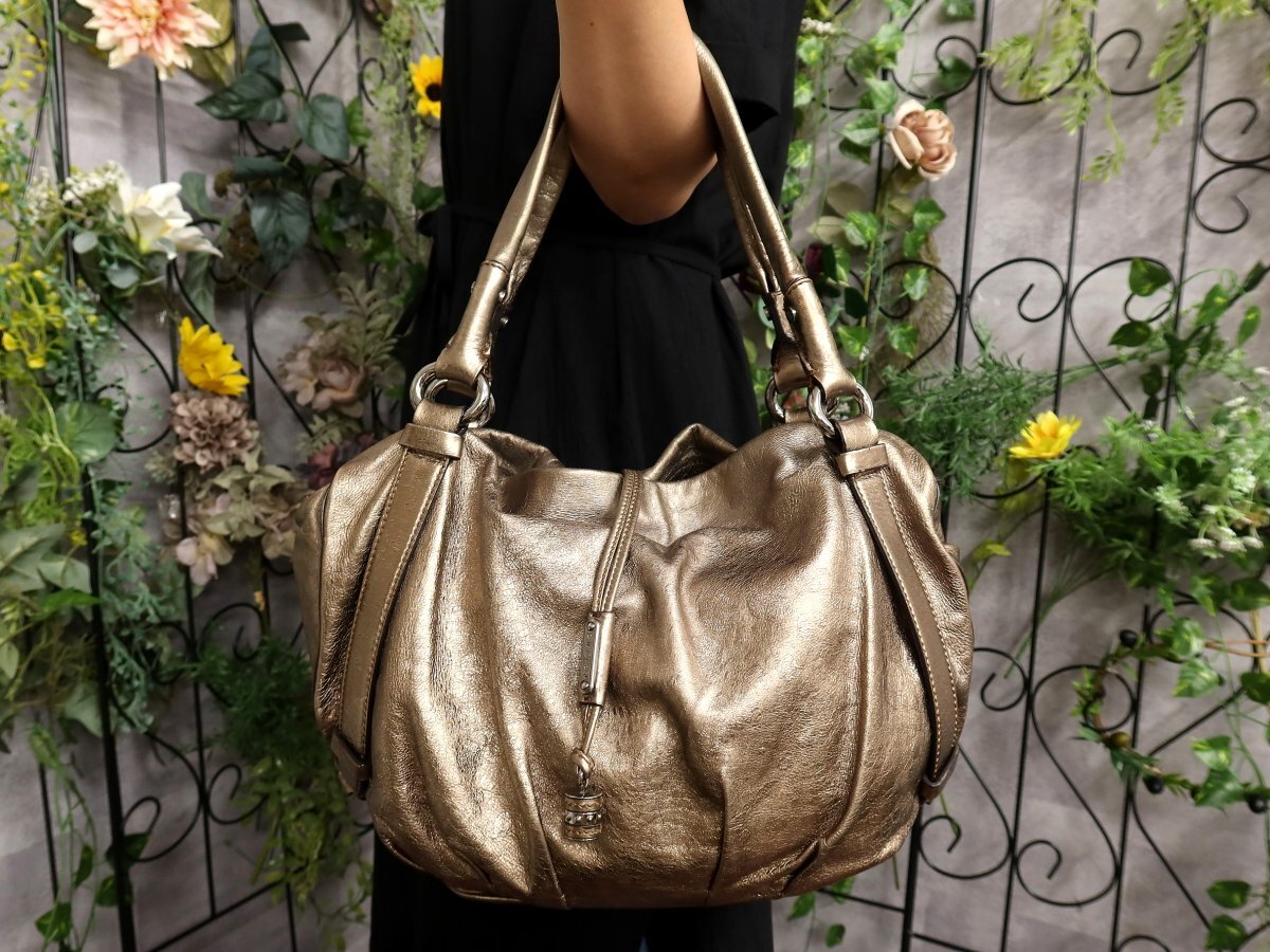 超美品●CELINE セリーヌ●ビタースウィート●ロゴ金具●カーフ レザー 本革●ショルダー トート バッグ●ゴールド系●SV金具●B5●Js58316