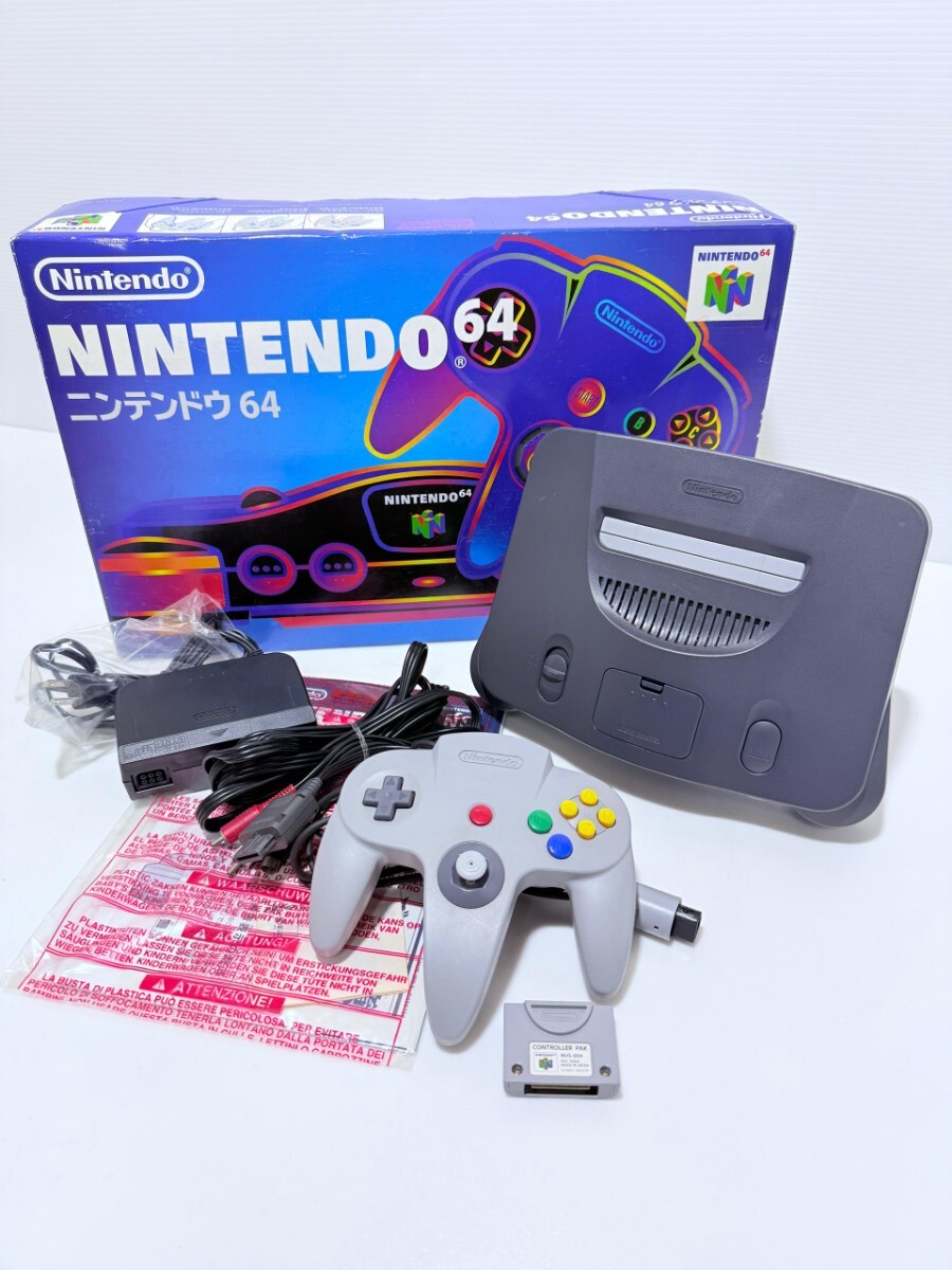 任天堂 ニンテンドー64 NINTENDO64 NUS-001本體N-64コントローラ ACアダプター 箱付 レトロゲーム/ 希少品 美品/動作品 動作確認済 (AD-10)
