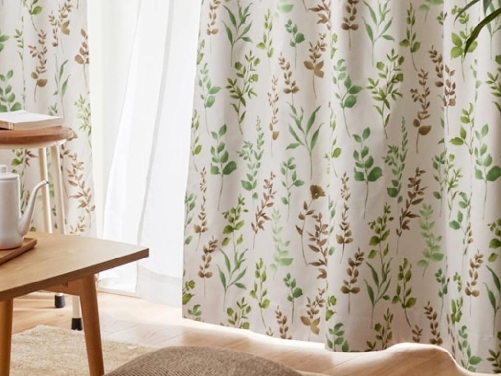  портьеры 1 класс затемнение звукоизоляция ..& кружевные занавески . изображение ..UV cut 4 листов ширина 100x90cm leaf рисунок L m зеленый 