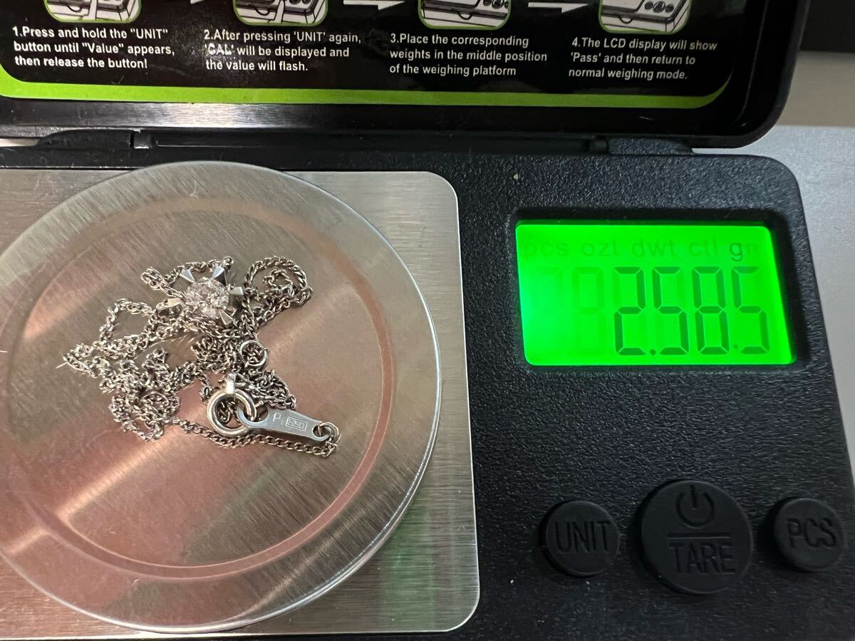 1円　Pt850 ネックレス ダイヤモンド　0.305ct 2.58g EG0884