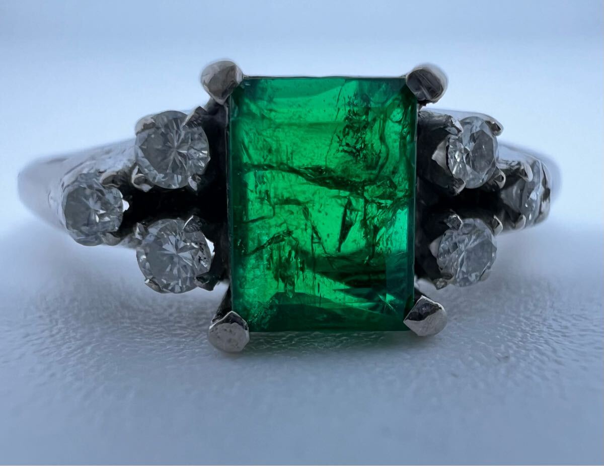 1円　18K リング　エメラルド　0.64ct ダイヤモンド　2.59g 12號(hào)　EG0863