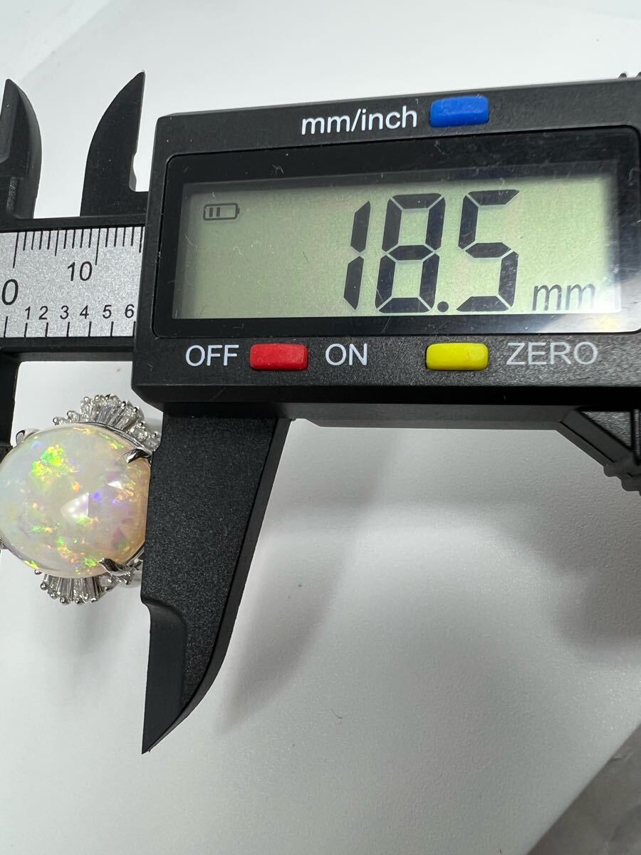 1 иен Pt900 кольцо опал 11.3ct бриллиант 0.63ct 19 номер 13.63g EG0875