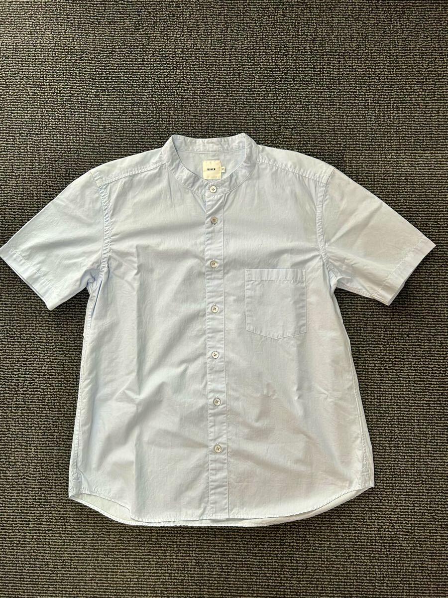 RINEN リネン 半袖 シャツ ライトブルー サイズ2 日本製 美品_画像1