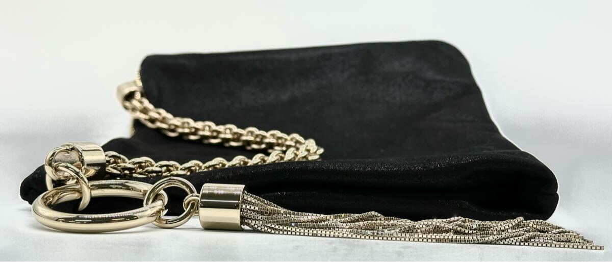 [5U64] 1 иен старт Jimmy Choo / WHP 071 Jimmy Choo Callie Shimmer клатч сумка плечо сумка черный 