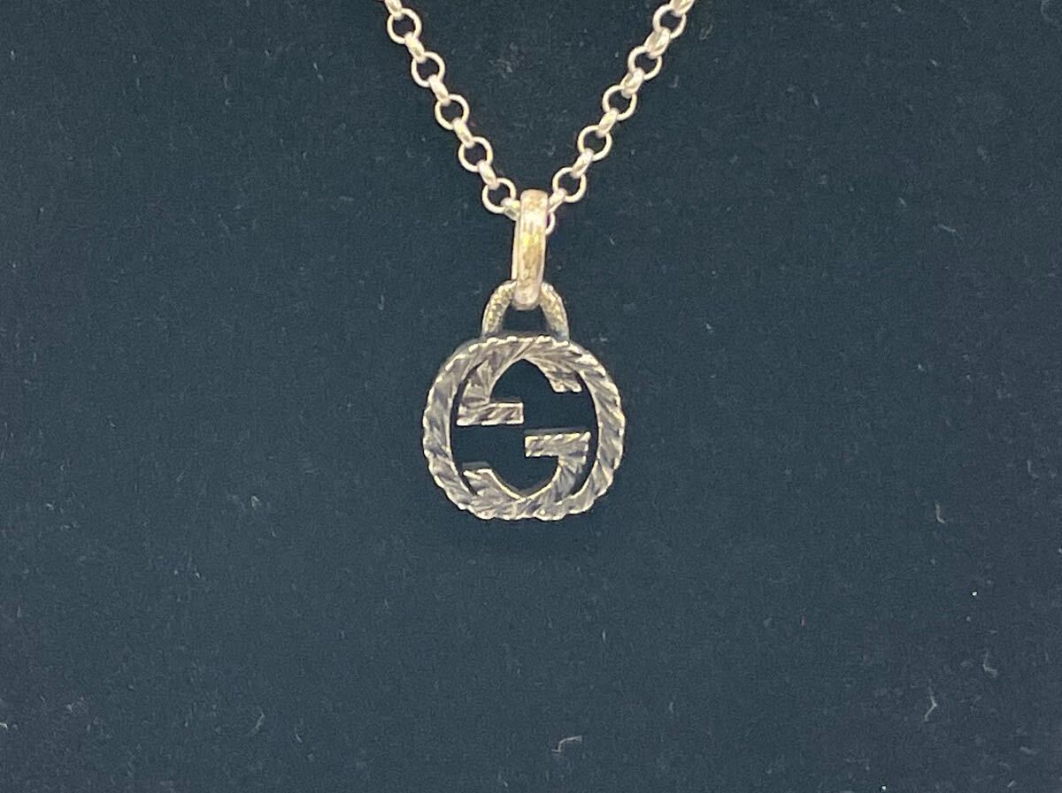 【6G30】1円スタート GUCCI / グッチ インターロッキング ロゴ AG925 刻印あり シルバー ネックレス アクセサリー 重さ 約7.16g 箱付き