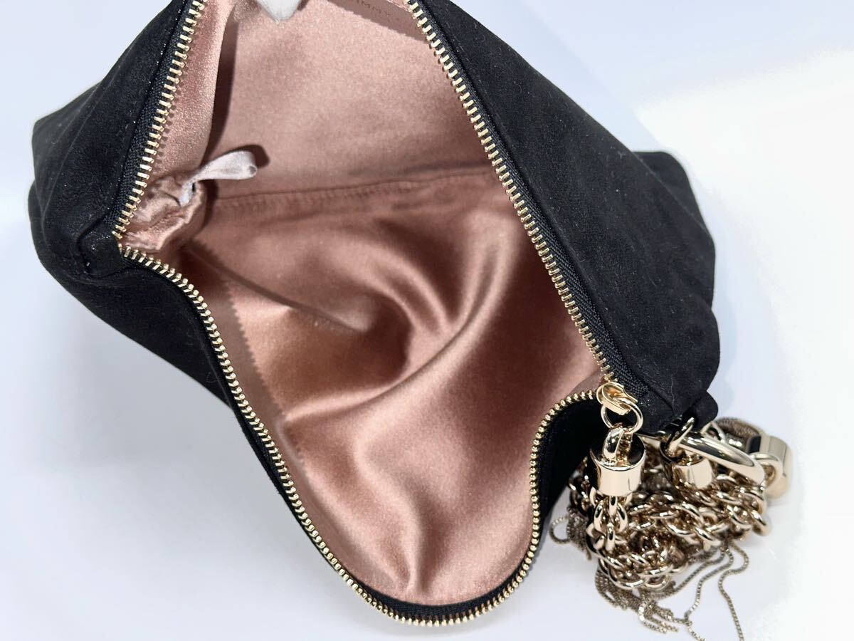 [5U64] 1 иен старт Jimmy Choo / WHP 071 Jimmy Choo Callie Shimmer клатч сумка плечо сумка черный 