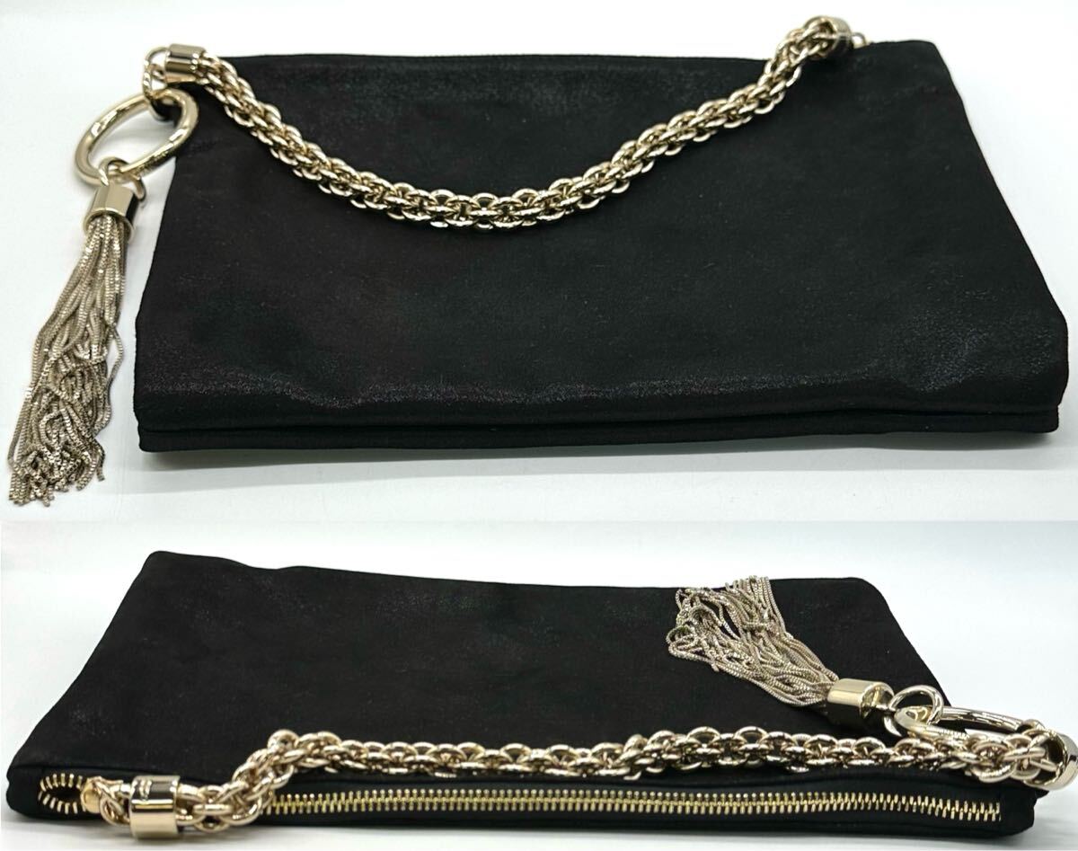 [5U64] 1 иен старт Jimmy Choo / WHP 071 Jimmy Choo Callie Shimmer клатч сумка плечо сумка черный 